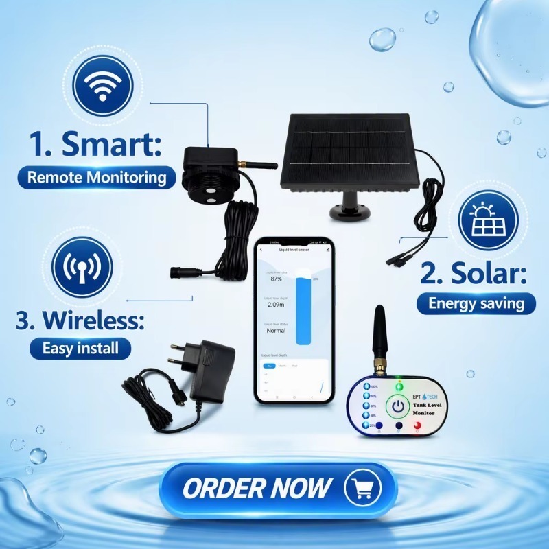 Tuya Smart - TLC2502P-S Tuya Smart Life Ultraschall-Füllstandssensor Solar