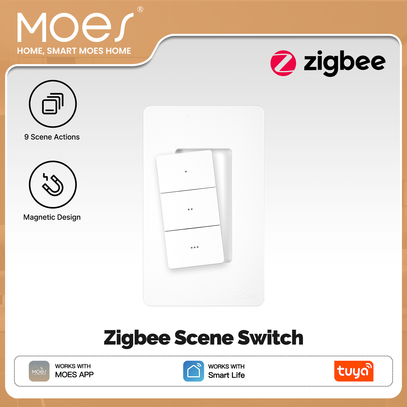 Smart Relay Tuya - MOES Tuya Zigbee Smart Kabelloser Szenenschalter