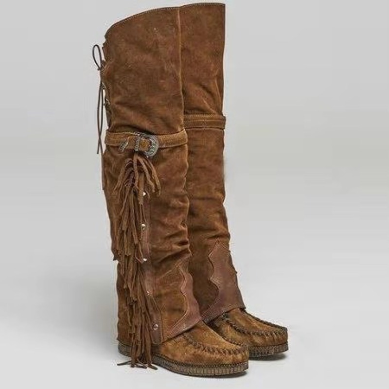 Tasmota - 2026 Neue Damen Overknee-Stiefel mit Fransen